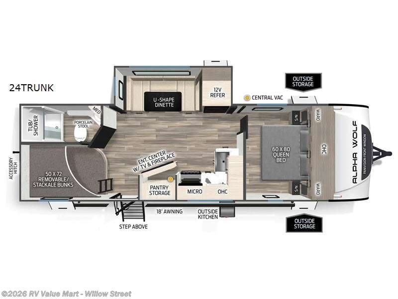 2026 Forest River Cherokee Alpha Wolf 24TRUNK - New Travel Trailer For Sale by RV Value Mart - Willow Street in Willow Street, Pennsylvania features Slideout