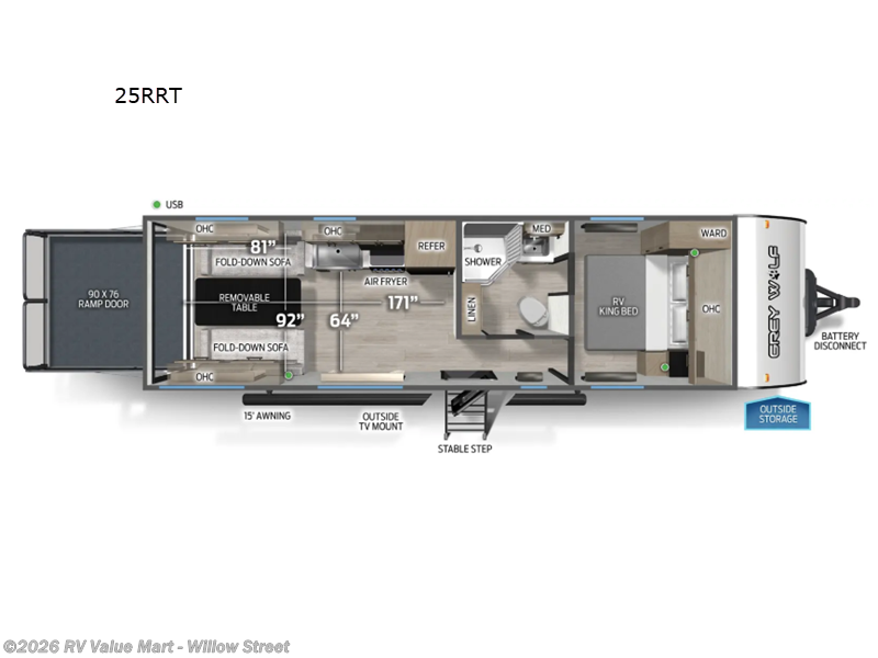 2026 Forest River Cherokee Grey Wolf 25RRT - New Toy Hauler For Sale by RV Value Mart - Willow Street in Willow Street, Pennsylvania