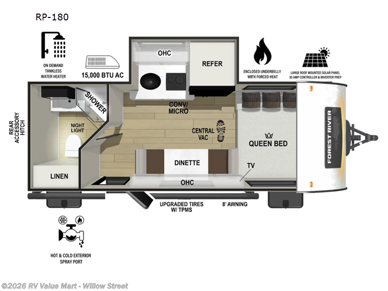 2026 Forest River R Pod RP-180 - New Travel Trailer For Sale by RV Value Mart - Willow Street in Willow Street, Pennsylvania features Slideout