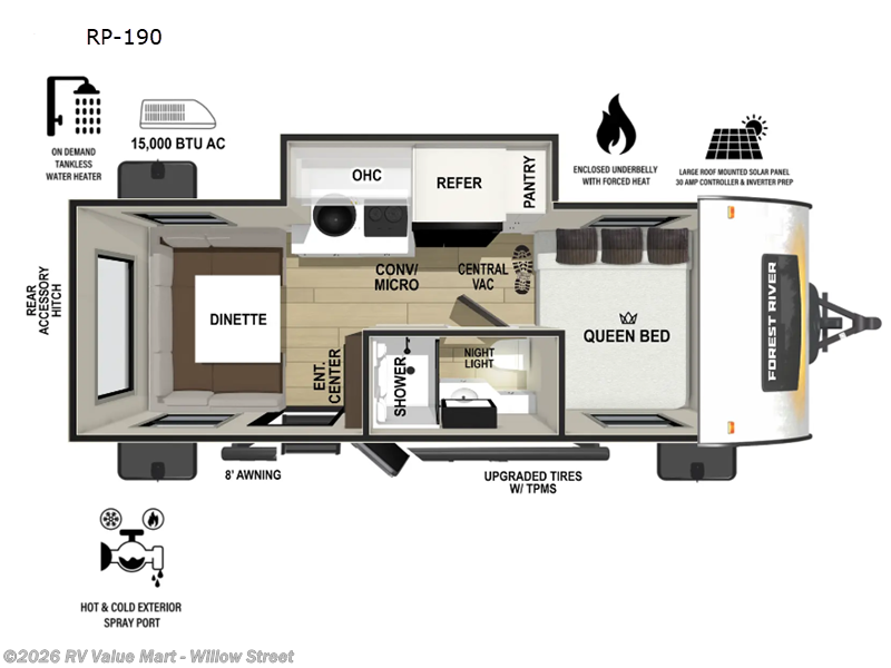 2026 Forest River R Pod RP-190 - New Travel Trailer For Sale by RV Value Mart - Willow Street in Willow Street, Pennsylvania features Slideout