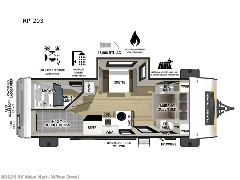 2026 Forest River R Pod RP-203 - New Travel Trailer For Sale by RV Value Mart - Willow Street in Willow Street, Pennsylvania features Slideout