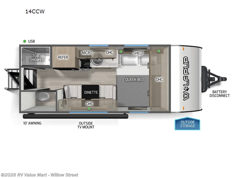2026 Forest River Cherokee Wolf Pup 14CCW - New Travel Trailer For Sale by RV Value Mart - Willow Street in Willow Street, Pennsylvania