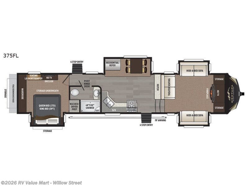 2017 Keystone Montana High Country 375FL - Used Fifth Wheel For Sale by RV Value Mart - Willow Street in Willow Street, Pennsylvania features Slideout