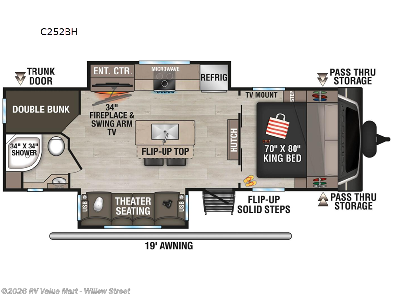 2026 K-Z Connect C252BH - New Travel Trailer For Sale by RV Value Mart - Willow Street in Willow Street, Pennsylvania features Slideout
