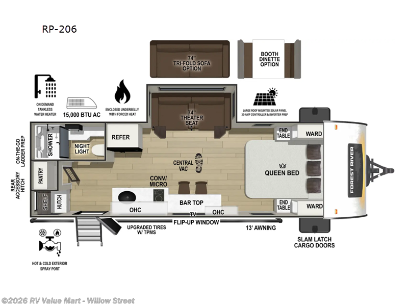 2026 Forest River R Pod RP-206 - New Travel Trailer For Sale by RV Value Mart - Willow Street in Willow Street, Pennsylvania features Slideout