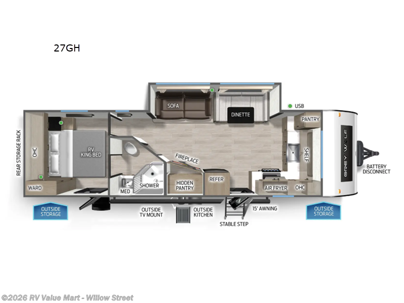 2026 Forest River Cherokee Grey Wolf 27GH - New Travel Trailer For Sale by RV Value Mart - Willow Street in Willow Street, Pennsylvania features Slideout