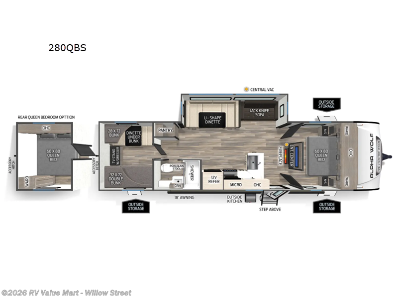 2026 Forest River Cherokee Alpha Wolf 280QBS - New Travel Trailer For Sale by RV Value Mart - Willow Street in Willow Street, Pennsylvania features Slideout