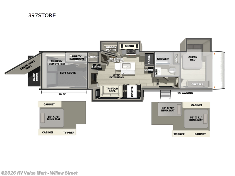 2026 Forest River Cherokee Rogue Store 397STORE - New Toy Hauler For Sale by RV Value Mart - Willow Street in Willow Street, Pennsylvania features Slideout