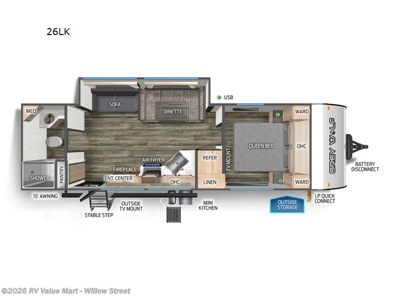 2024 Forest River Cherokee Grey Wolf 26LK - Used Travel Trailer For Sale by RV Value Mart - Willow Street in Willow Street, Pennsylvania features Slideout