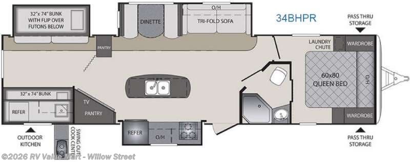 2016 Keystone Premier Ultra Lite 34BHPR - Used Travel Trailer For Sale by RV Value Mart - Willow Street in Willow Street, Pennsylvania features Slideout