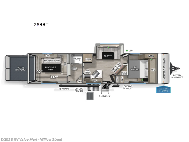 2026 Forest River Cherokee Grey Wolf 28RRT - New Toy Hauler For Sale by RV Value Mart - Willow Street in Willow Street, Pennsylvania features Slideout