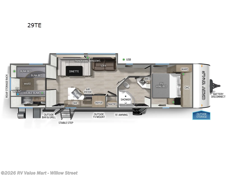 2026 Forest River Cherokee Grey Wolf 29TE - New Travel Trailer For Sale by RV Value Mart - Willow Street in Willow Street, Pennsylvania features Slideout