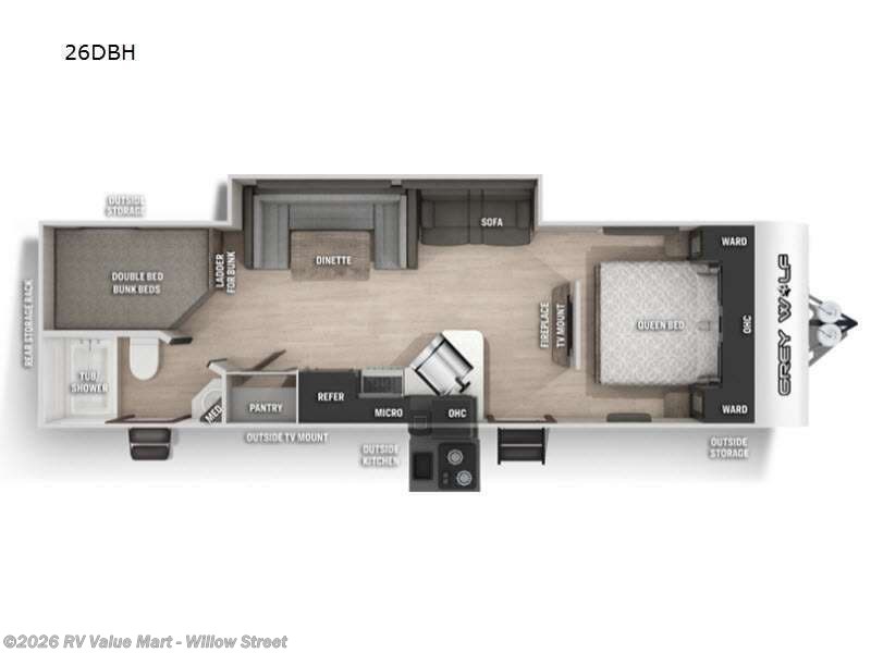 2021 Forest River Cherokee Grey Wolf 26DBH - Used Travel Trailer For Sale by RV Value Mart - Willow Street in Willow Street, Pennsylvania features Slideout