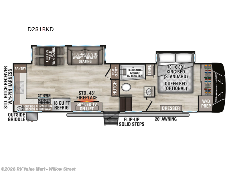 2026 K-Z Durango D281RKD - New Fifth Wheel For Sale by RV Value Mart - Willow Street in Willow Street, Pennsylvania features Slideout