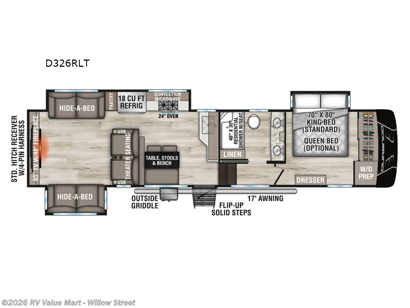 2026 K-Z Durango D326RLT - New Fifth Wheel For Sale by RV Value Mart - Willow Street in Willow Street, Pennsylvania features Slideout