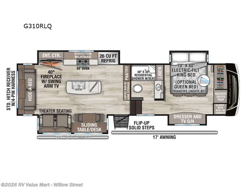 2026 K-Z Durango Gold G310RLQ - New Fifth Wheel For Sale by RV Value Mart - Willow Street in Willow Street, Pennsylvania features Slideout