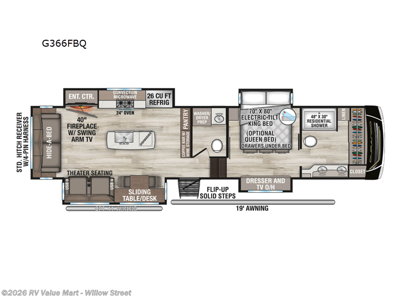 2026 K-Z Durango Gold G366FBQ - New Fifth Wheel For Sale by RV Value Mart - Willow Street in Willow Street, Pennsylvania features Slideout
