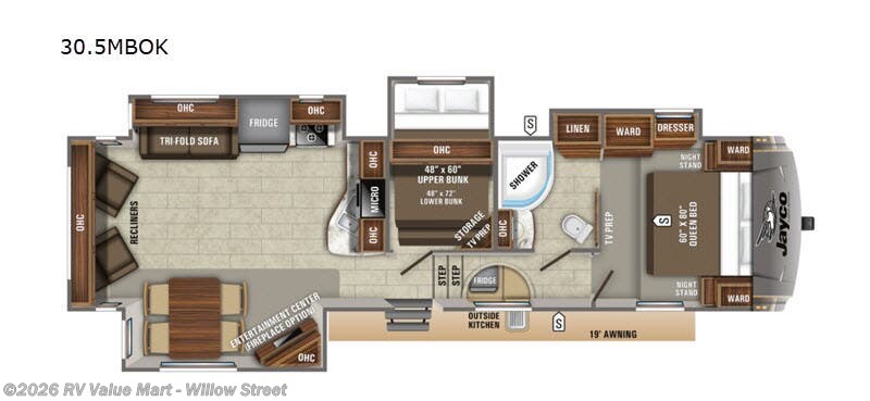 2019 Jayco Eagle HT 30.5MBOK - Used Fifth Wheel For Sale by RV Value Mart - Willow Street in Willow Street, Pennsylvania features Slideout