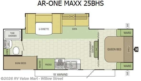 2015 Starcraft AR-ONE MAXX 25BHS - Used Travel Trailer For Sale by RV Value Mart - Willow Street in Willow Street, Pennsylvania features Slideout