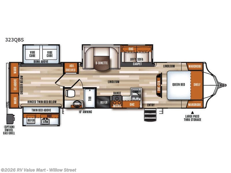 2017 Forest River Vibe 323QBS - Used Travel Trailer For Sale by RV Value Mart - Willow Street in Willow Street, Pennsylvania features Slideout