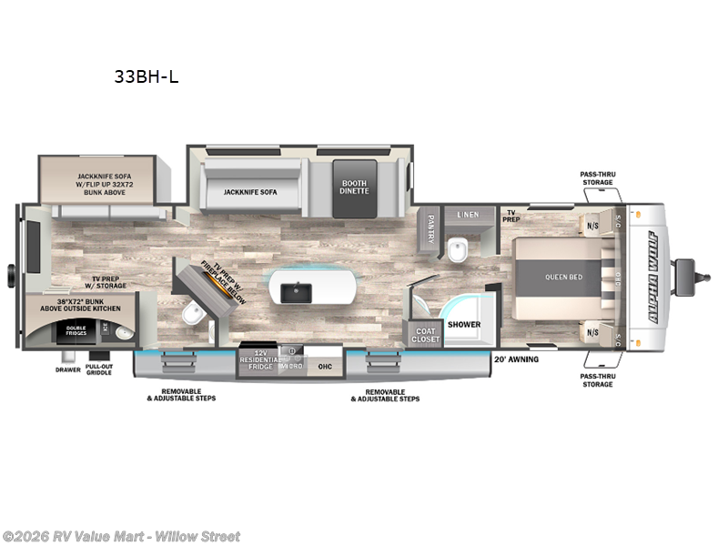 2023 Forest River Cherokee Alpha Wolf 33BH-L - Used Travel Trailer For Sale by RV Value Mart - Willow Street in Willow Street, Pennsylvania features Slideout