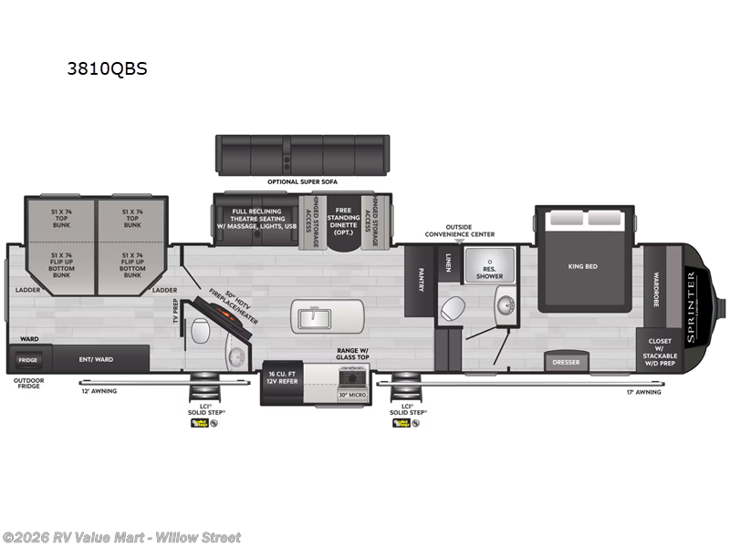2024 Keystone Sprinter Limited 3810QBS - Used Fifth Wheel For Sale by RV Value Mart - Willow Street in Willow Street, Pennsylvania features Slideout