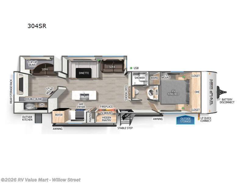 2025 Forest River Cherokee Wolf Den 304SR - Used Travel Trailer For Sale by RV Value Mart - Willow Street in Willow Street, Pennsylvania features Slideout