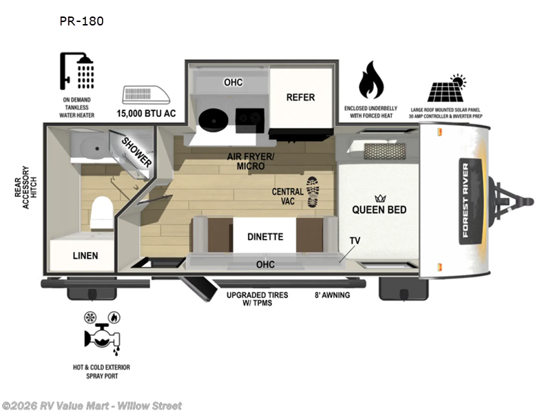 2026 Forest River R Pod RP-180 - New Travel Trailer For Sale by RV Value Mart - Willow Street in Willow Street, Pennsylvania features Slideout