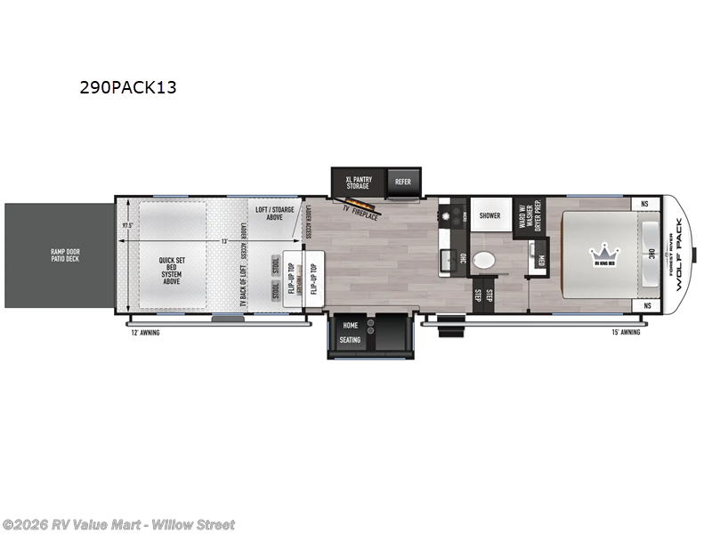 2027 Forest River Cherokee Wolf Pack 290PACK13 - New Toy Hauler For Sale by RV Value Mart - Willow Street in Willow Street, Pennsylvania features Slideout