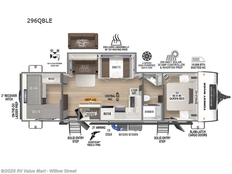 2027 Forest River Surveyor Legend 296QBLE - New Travel Trailer For Sale by RV Value Mart - Willow Street in Willow Street, Pennsylvania features Slideout