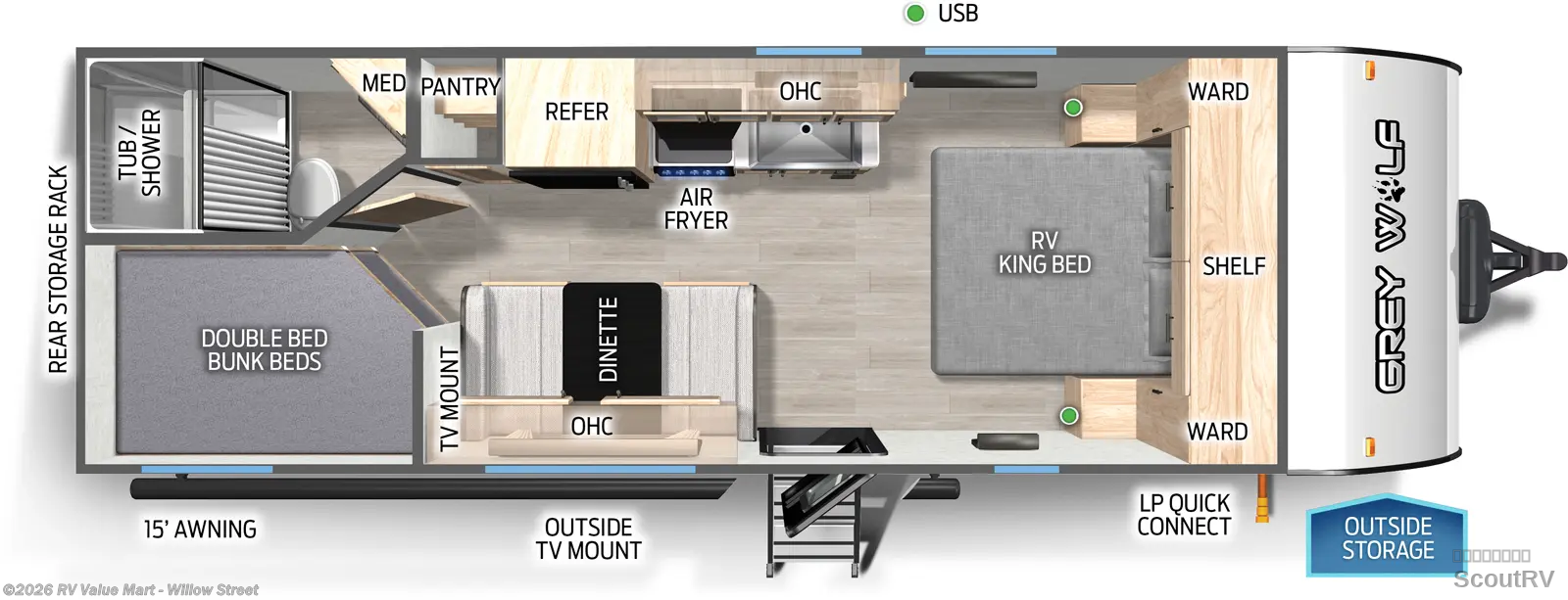 2021 Forest River Cherokee Grey Wolf 22MKSE - Used Travel Trailer For Sale by RV Value Mart - Willow Street in Willow Street, Pennsylvania
