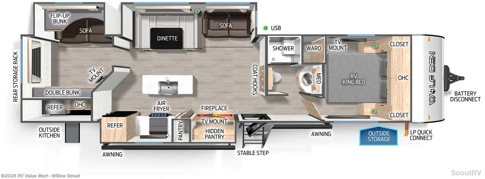 2026 Forest River Cherokee Wolf Den 304SR - New Travel Trailer For Sale by RV Value Mart - Willow Street in Willow Street, Pennsylvania