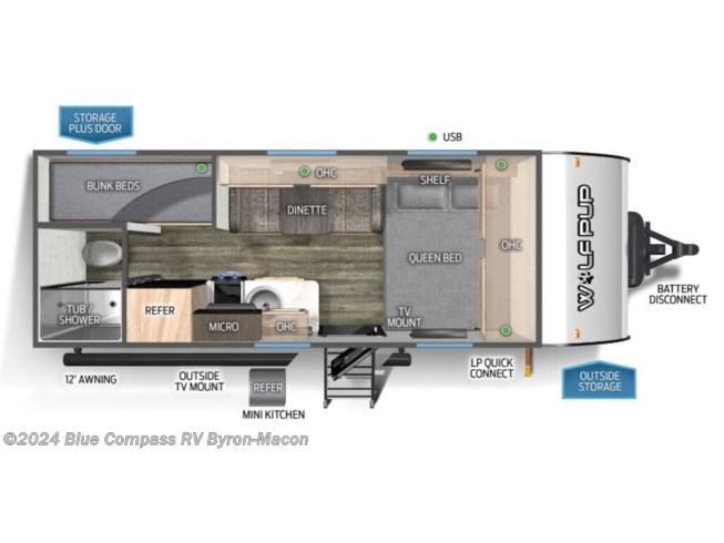 2024 Forest River Wolf Pup 16BHSBLW - New Travel Trailer For Sale by Blue Compass RV Byron-Macon in Byron, Georgia