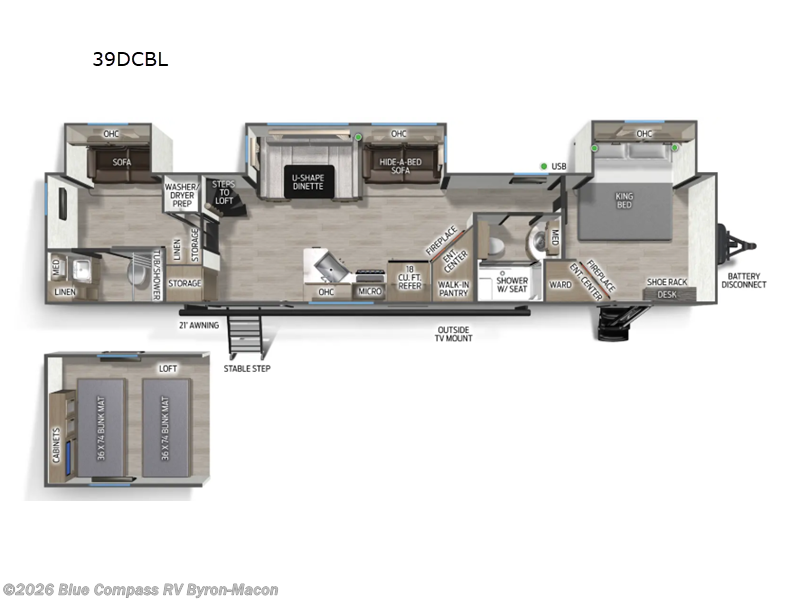 2026 Forest River Cherokee Timberwolf Black Label 39DCBL - New Destination Trailer For Sale by Blue Compass RV Byron-Macon in Byron, Georgia features Slideout