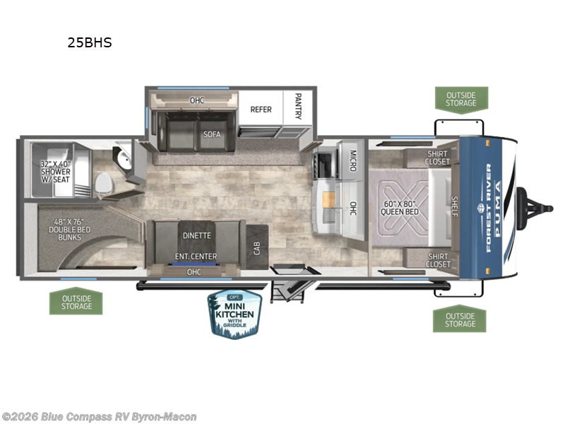 2026 Forest River Puma 25BHS - New Travel Trailer For Sale by Blue Compass RV Byron-Macon in Byron, Georgia features Slideout