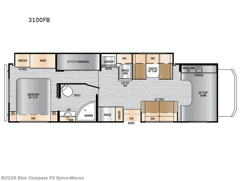 2026 East to West Entrada 3100FB - New Class C For Sale by Blue Compass RV Byron-Macon in Byron, Georgia features Slideout