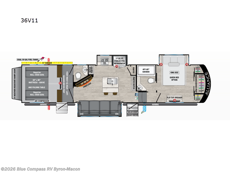 2024 Alliance RV Valor 36V11 - Used Toy Hauler For Sale by Blue Compass RV Byron-Macon in Byron, Georgia features Slideout