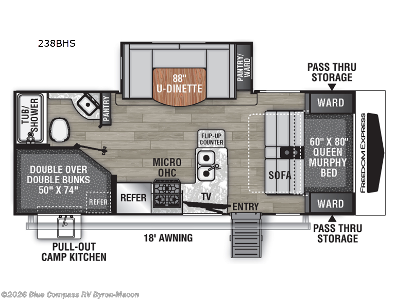 2022 Coachmen Freedom Express Ultra Lite 238BHS - Used Travel Trailer For Sale by Blue Compass RV Byron-Macon in Byron, Georgia features Slideout