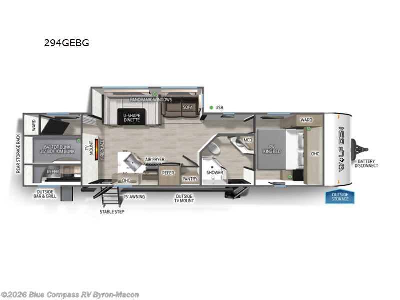 2026 Forest River Cherokee Wolf Den 294GEBG - New Travel Trailer For Sale by Blue Compass RV Byron-Macon in Byron, Georgia features Slideout
