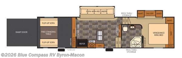 2013 Forest River Vengeance 306V - Used Toy Hauler For Sale by Blue Compass RV Byron-Macon in Byron, Georgia features Slideout