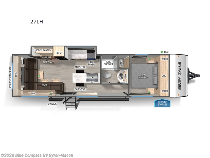 2026 Forest River Cherokee Grey Wolf 27LH - New Travel Trailer For Sale by Blue Compass RV Byron-Macon in Byron, Georgia features Slideout
