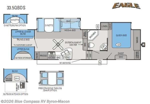 2014 Jayco Eagle 33.5 RETS - Used Fifth Wheel For Sale by Blue Compass RV Byron-Macon in Byron, Georgia features Slideout