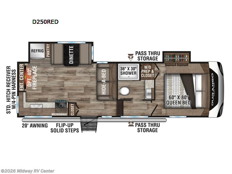 2021 K-Z Durango Half-Ton D250RED - Used Fifth Wheel For Sale by Midway RV Center in Grand Rapids, Michigan features Slideout