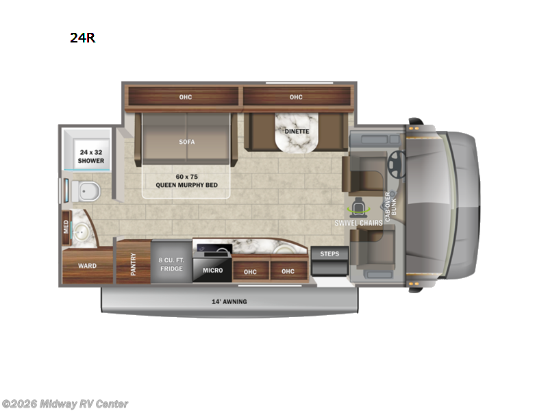 2022 Jayco Melbourne 24R - Used Class C For Sale by Midway RV Center in Grand Rapids, Michigan features Slideout