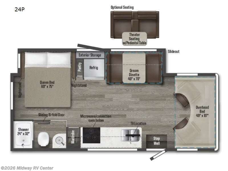 2024 Winnebago Porto 24P - Used Class C For Sale by Midway RV Center in Grand Rapids, Michigan features Slideout