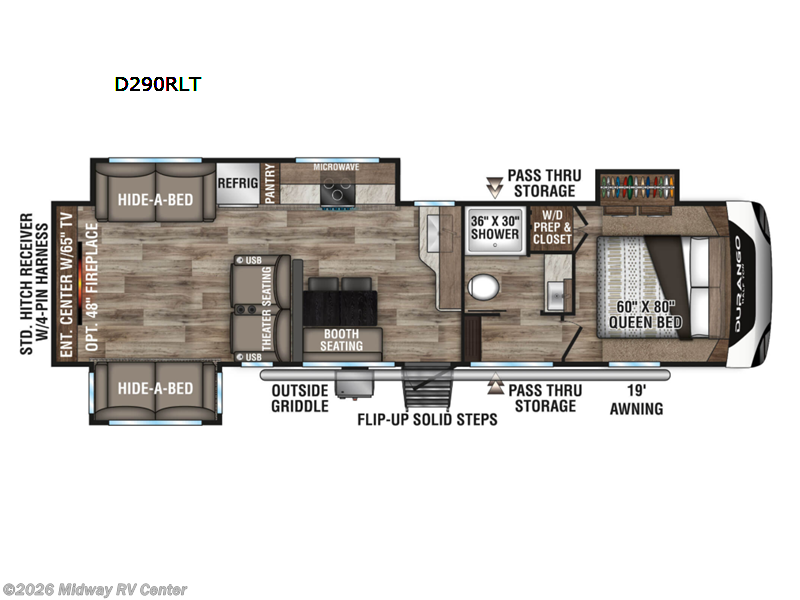 2021 K-Z Durango Half-Ton D290RLT - Used Fifth Wheel For Sale by Midway RV Center in Grand Rapids, Michigan features Slideout