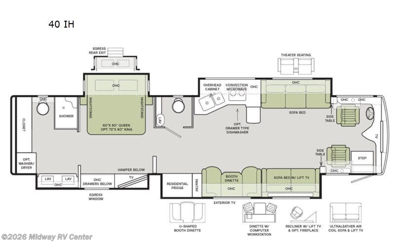 2020 Tiffin Phaeton 40 IH - Used Class A For Sale by Midway RV Center in Grand Rapids, Michigan features Slideout