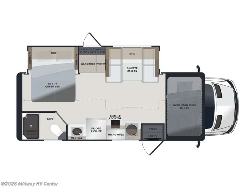 2027 Renegade Villagio 25FW - New Super C For Sale by Midway RV Center in Grand Rapids, Michigan features Slideout