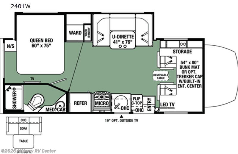 2019 Forest River Forester MBS 2401W - Used Class C For Sale by Midway RV Center in Grand Rapids, Michigan features Slideout