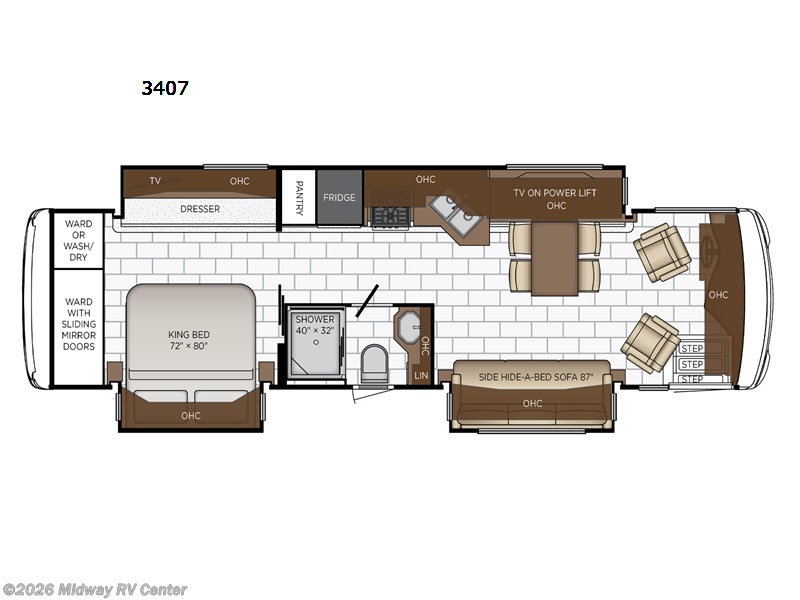 2023 Newmar Ventana 3407 - Used Class A For Sale by Midway RV Center in Grand Rapids, Michigan features Slideout